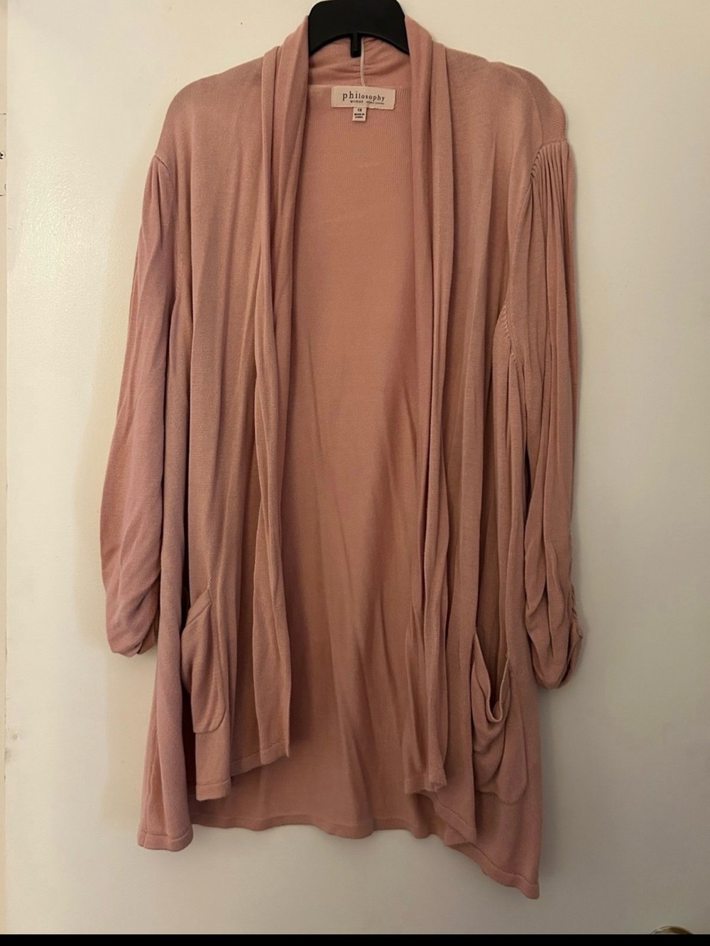 Philosophy Open-Front Draped Cardigan - Dusty Rose